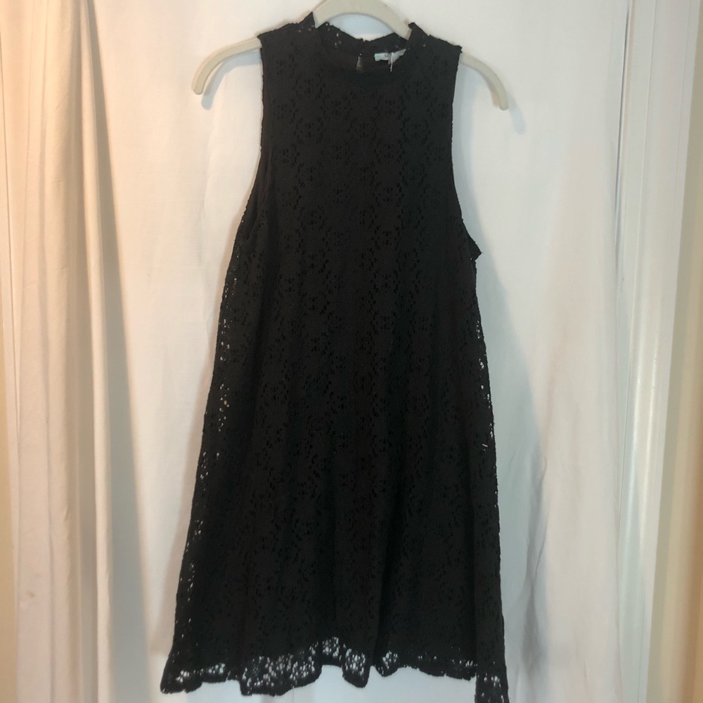 She + sky Black Lace Tank Dress